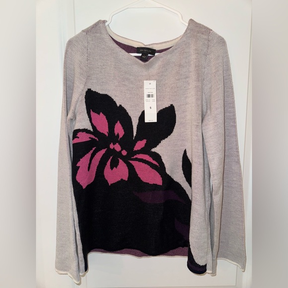 Ann Taylor Women’s Small Grey Floral Print Sweater - Picture 4 of 16